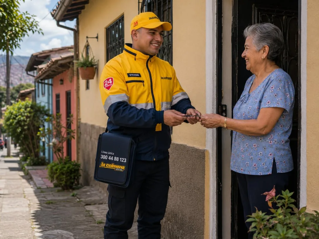 Cerrajero de La Colmena Oficial atendiendo a una clienta en Medellín